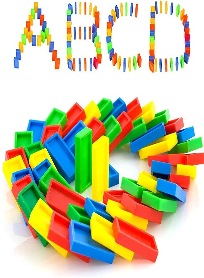 PULSBERY 100Pcs Plastic Board Game Domino Block Set for Kids Educational and Learning Activity Game Play Toy|Color Recognition, Best Birthday Gift for Boys Girls Age 3 to 10| - Image 1